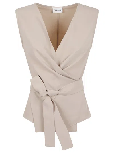 P.a.r.o.s.h Parosh Wrap Design Top With Deep V-neckline In Neutral