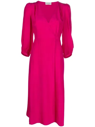 P.a.r.o.s.h Wraparound Silk Midi Dress In Rosa