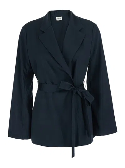 P.a.r.o.s.h . Wrap-front Twill Blazer In Blue