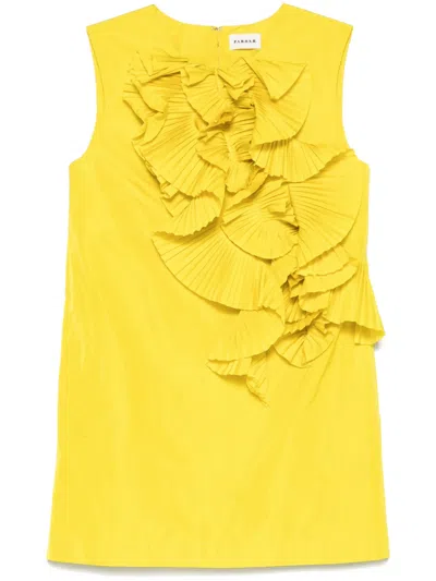 P.A.R.O.S.H YELLOW RUFFLE-DETAIL MINI DRESS
