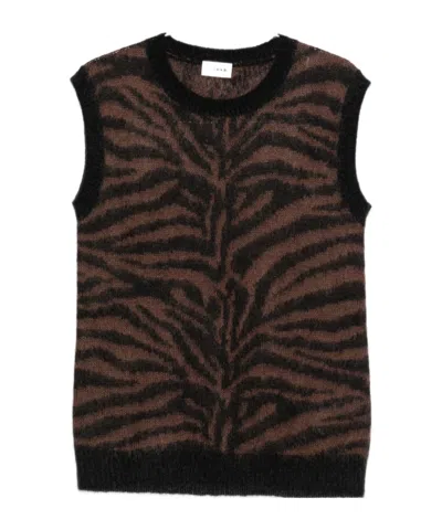 P.a.r.o.s.h Zebra-pattern Knitted Vest In Black