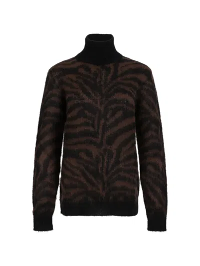 P.a.r.o.s.h Zebra-pattern Roll-neck Sweater In Brown