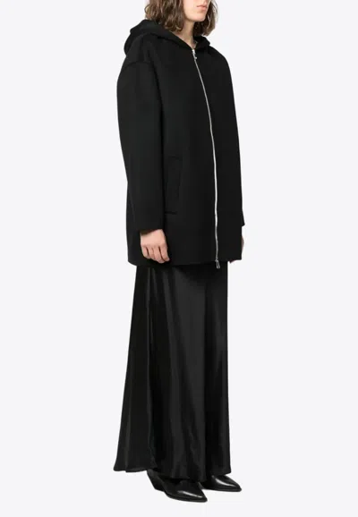 P.a.r.o.s.h Zip-up Hooded Wool Jacket In Black