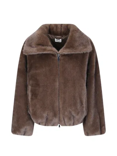 P.a.r.o.s.h Zip-up Faux-fur Jacket In Brown