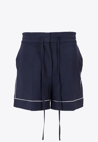 P.a.r.o.s.h Shorts Contrast Piping Back And Side Pockets In Blue