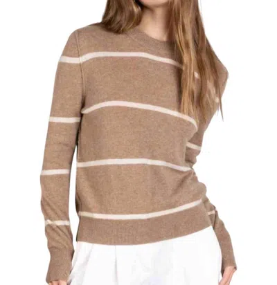 Parrishla Cashmere Striped Syd Sweater In Brown