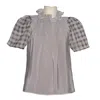 Parron Allen Women's Black / Neutrals / White Silk Stripe & Plaid Lotus Top In Black/white