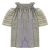 Parron Allen Women's Black / White Plaid Mixed Media Lotus Top In Multi