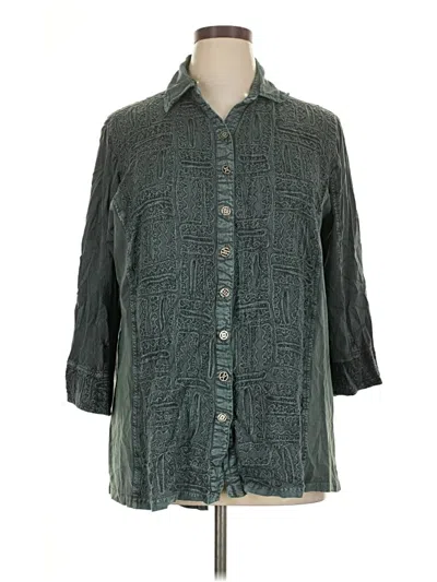 Pre-owned Parsley & Sage 3/4 Sleeve Button Down Shirt In Blue