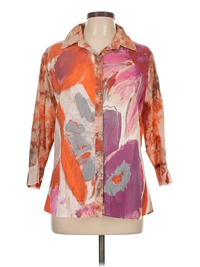 Pre-owned Parsley & Sage 3/4 Sleeve Button Down Shirt In Orange