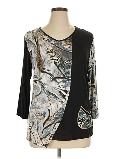 Pre-owned Parsley & Sage 3/4 Sleeve Top Black Scoop Neck Tops