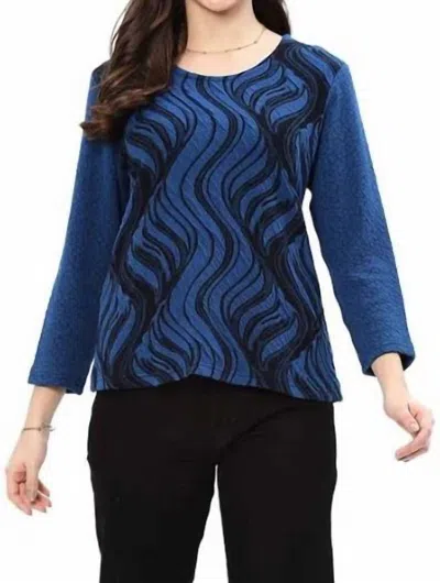 Parsley & Sage 3/4 Sleeves Top In Blue