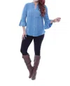 Parsley & Sage Asha Embroidered Peasant Top In Blue In Blue