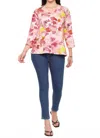 Parsley & Sage Avril V-neck Top In Pretty Print In Pink