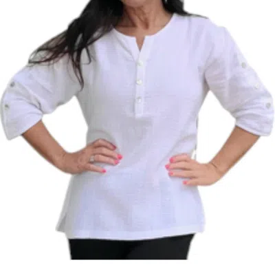 Parsley & Sage Button Detail Top In White