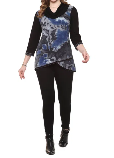 Parsley & Sage Carnie Cowl Tunic Sweater In Blue