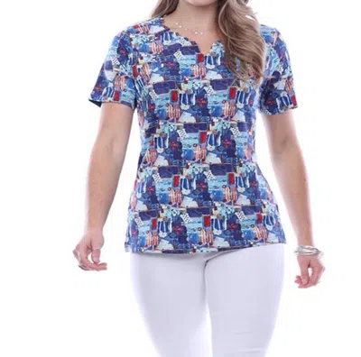 Parsley & Sage Casey Zig Zag Top In Multi