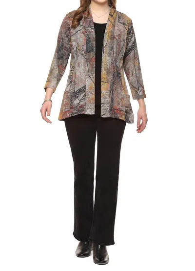 Parsley & Sage Cleo Open Front Jacket In Brown