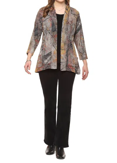 Parsley & Sage Cleo Open Front Jacket In Brown In Grey