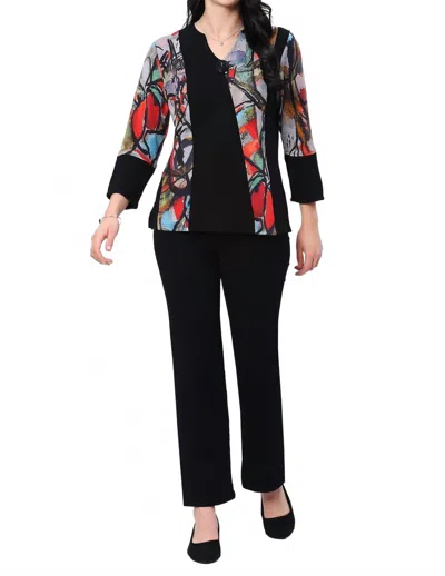 Parsley & Sage Dylan V-neck Top In Multi In Black
