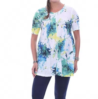 Parsley & Sage Faith Short Sleeve Top - Plus In White Multi