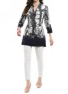 Parsley & Sage Felicity V-neck Tunic Top In Black & White In Multi
