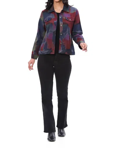 Parsley & Sage Frankie Long Sleeve Collar Jacket In Colorful Multi Print
