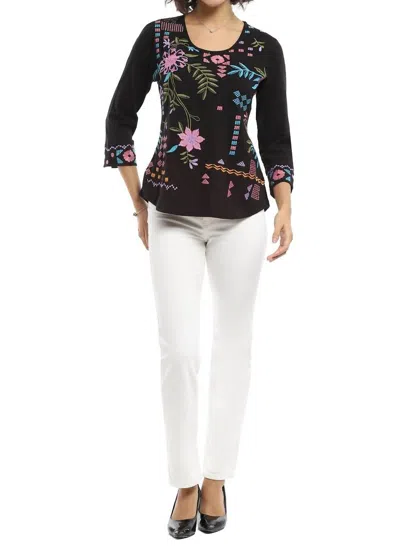 Parsley & Sage Ginny Scoop Neck Top In Black