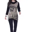 PARSLEY & SAGE GRETA CROSSOVER COWL NECK TUNIC IN WHEAT