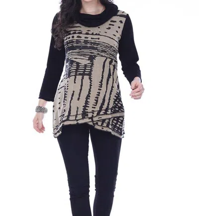 Parsley & Sage Greta Crossover Cowl Neck Tunic In Wheat In Gold