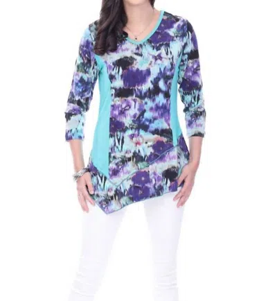 Parsley & Sage Lily Pond Asymmetrical Top In Multi