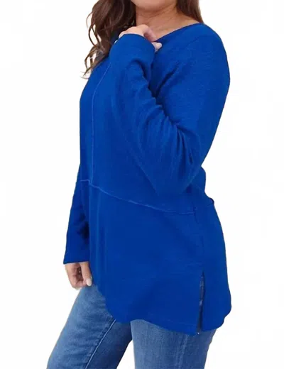 Parsley & Sage Long Sleeve Top With Seam Detail In Blue