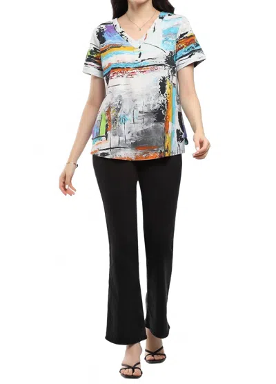 Parsley & Sage Lucy Short Sleeve Top In Multi