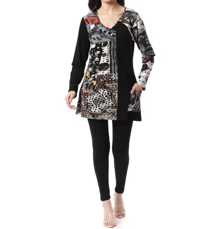 Parsley & Sage Monroe Pocket Tunic In Black In Multi