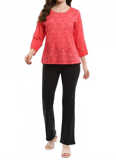 Parsley & Sage Natalie Three Quarter Sleeve Top In Crimson In Pink