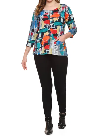 Parsley & Sage Orly Long Sleeve Top In Multi Color