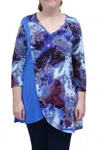 Parsley & Sage Patricia Layered Hem Tunic In Blue In Blue