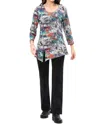 Parsley & Sage Peggy Scoop Neck Tunic Top In Colorful Kaleidoscope In Multi