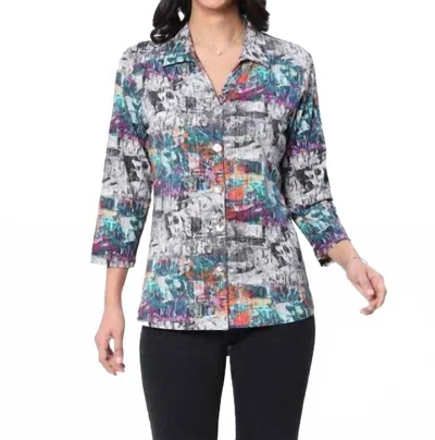 Parsley & Sage Peggy Shirt In Multi In Blue