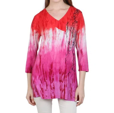 Parsley & Sage Poppy V-neck Tunic In Multi