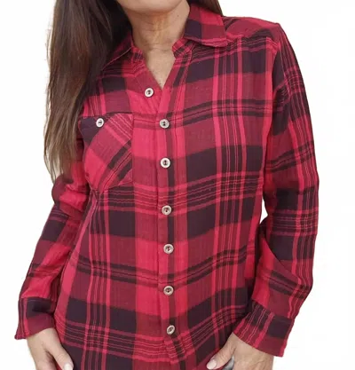 Parsley & Sage Reversible Button Front Top In Red