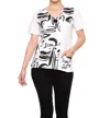 Parsley & Sage Roma Short Sleeve Pocket Top In White/black