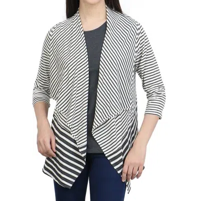 Parsley & Sage Simone Shawl Jacket In Black/white In Multi