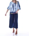 Parsley & Sage Tie Dye Bohemian Top In Blue In Blue
