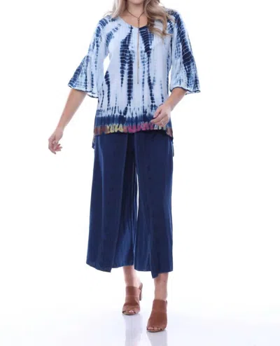 Parsley & Sage Tie Dye Bohemian Top In Blue