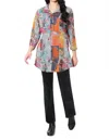 Parsley & Sage Vanita Three Quarter Sleeve Tunic Top In Bright Multi In Multi