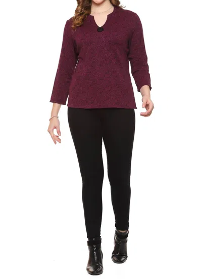Parsley & Sage Viola Long Sleeve Top In Red In Purple