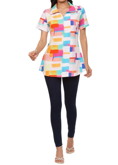 Parsley & Sage Wallis Short Sleeve Top In White In Multi