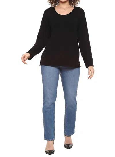 Parsley & Sage Wanda Long Sleeve Top In Black