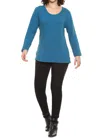 Parsley & Sage Wanda Long Sleeve Top In Indigo In Multi